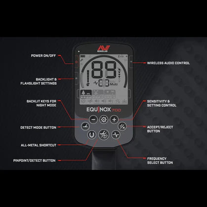 Minelab Equinox 700 Waterproof Multi-Frequency Metal Detector with 11" DD Coil